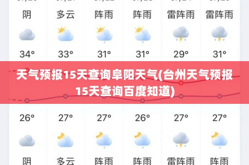 天气预报15天查询阜阳天气(台州天气预报15天查询百度知道)